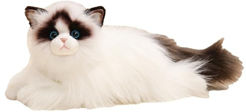 KUKUShining Ragdoll Katze Plüschtier, Realistische Katzen Kuscheltier Stofftier Weiches Plüsch Kätzchen Spielzeug Haustiere Puppen(White)