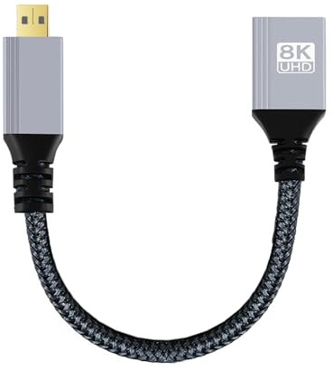 NFHK Kabel 8K Typ-D Micro HDMI 2.1 Stecker auf HDMI Buchse Verlängerungskabel HDTV für DV Kamera Laptop Tragbarer Monitor