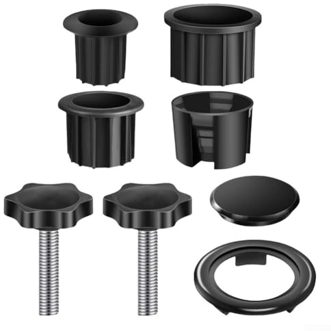 Outdoor Sonnenschirmständer Halterung Zubehör, Schwarz Kunststoff Reduzierring Kit mit Rohrhülsen und M8 Befestigungsschrauben, Schirmständer Adapter für Garten Terrasse oder Terrasse