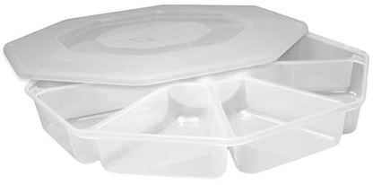 8 Section Nibble Tray with lid Clear Plastic Serving Trays Platter for Party Food Reusable Buffet Snack Tray Eight Compartment Serving Dishes for Outdoor Events 1PK.