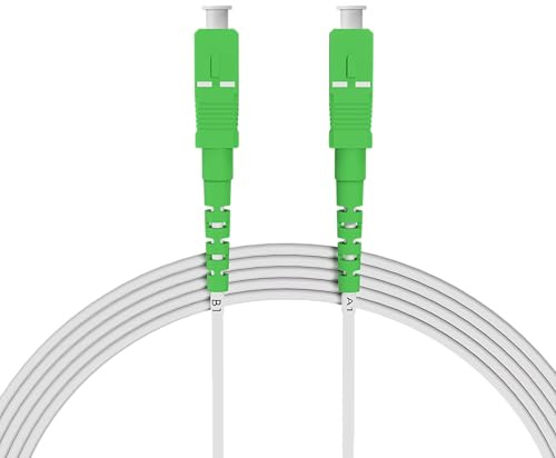 nexinex - 10m weißes Glasfaserkabel SC/APC auf SC/APC Patchkabel | LWL Simplex Singlemode OS2 FTTH Glasfaser Lichtwellenleiter Kabel