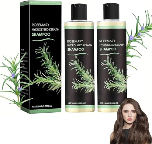 2pcs Rosmarin Shampoo gegen Haarausfall,Rosmarin-haarwuchs-shampoo mit hydrolysiertem Keratin,Unisex Organic Rosemary Hair Growth Haarshampoo for Natürliches Verdickendes und Stärkendes,100ml*2