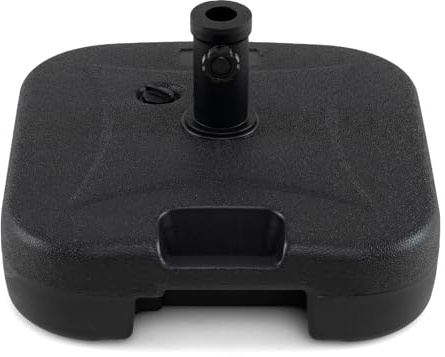 COSTWAY Pied de Parasol pour Mât 33/38/48 mm, Support Parasol en HDPE Rempli de 27kg Sable & Eau/25kg Sable/22 kg Eau, 3 Adaptateurs, Poignée de Transport, pour Jardin Piscine (46 x 46 x 27 cm)