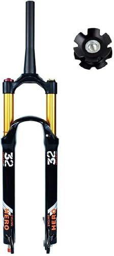 CuNtoHHH Forcelle Ammortizzate per Mountain Bike 26/27.5/29 MTB Forcella ad Aria Escursione 130mm Regolazione Ritorno 1-1/8 Dritto/Conico Anteriore QR 9mm Blocco Manuale/remoto (Colore: Conico Manua