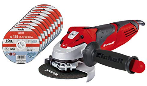 Einhell Winkelschleifer TE-AG 125/750 Kit + kwb 10 x Trennscheiben Sparpack für Metall und Edelstahl 711922 ( Bohrung 22.23, 125 x 1,0 mm) u.a. für Einhell TC-AG 125