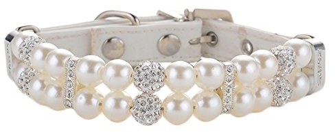 Halsband Kleine Hunde Welpen Hundehalsband Perlen Strass Hundeband Verstellbares Katzenhalsband Hundehalsung Süße Dog Collar Poodle Chihuahua Bichon Frise Pomeranin (S)