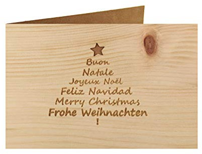 Holzgrußkarte - Frohe Weihnachten - 100% handmade in Österreich - Postkarte, Geschenkkarte, Grußkarte, Klappkarte, Karte, Einladung