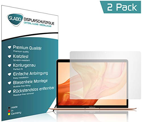 Slabo 2 x Displayschutzfolie für MacBook Air 13 (2018) | Air 13 (2020) Displayschutz Schutzfolie Folie Crystal Clear KLAR