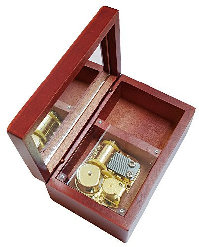 FnLy Spieluhr aus Holz, mit 18 Tönen, Antik-Look, mit vergoldetem Uhrwerk, Motiv: Die Schöne und das Biest.