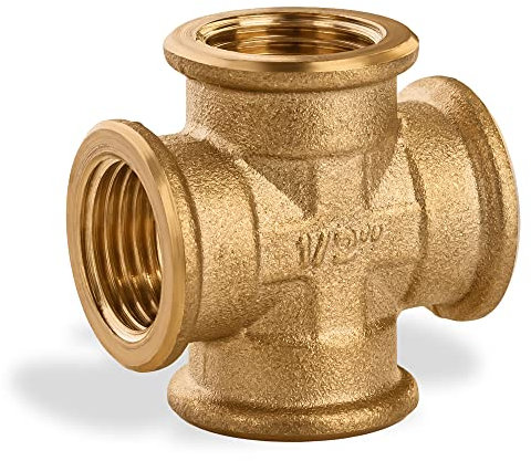 Metalandbrassco Cruz de tubo de latón, 1,27 cm, NPT, 1 pieza, accesorios de tubería industriales