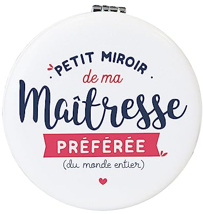 Manahia Miroir Cadeau Maîtresse - Petit Miroir de ma Maîtresse Préférée - Bijoux Maîtresse - Cadeau Fin d'Année Scolaire - Merci Maîtresse - Cadeau Noël, Anniversaire Maîtresse