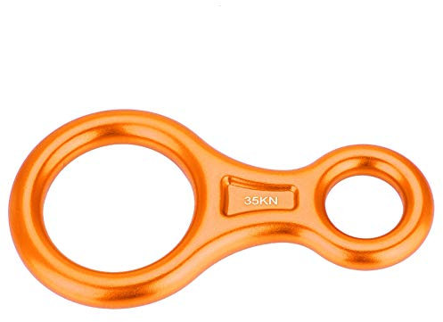 35KN Climbing Gear 8 Descender, Aluminium Alloy Abbildung 8 Descender Rigging Plate zum Abseilen beim Sichern und Klettern(Orange) Wandercamping Bergsteigen Camping