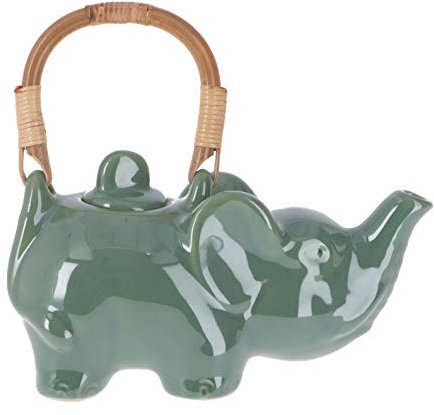 GURU SHOP Keramik Teekanne - Elefant, Grün, 20x23x10 cm, Küchenaccessoires, Sonstiges