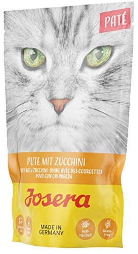 JOSERA Paté Pute mit Zucchini (16 x 85 g) | Adult | Premium Nassfutter für ausgewachsene Katzen | Pastete mit Pute & Zucchini | Lachsöl | getreidefrei | Katzenfutter nass im Frischebeutel | 16er Pack