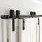 skysen 6FT Heavy Duty Sliding Barn Door Hardware Single Track Bypass Double Door Kit Black(Bypass J Shape-1)