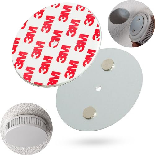Soporte Magnético para Alarma de Humo, 1 Pieza, Diámetro Ø 70 mm, para Pegar o atornillar, Adhesivo para Las alarmas de Incendios y Humo, Soporte detectore Incendio Humo, Soporte Almohadilla Adhesiva