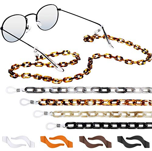 4 Sangles de Lunettes et 4 Paires Crochets Antidérapant de Lunettes Silicone