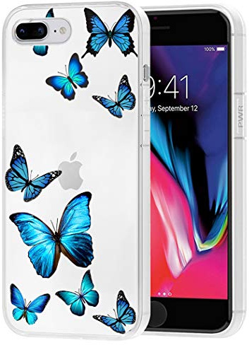 Tothedu Phone Case for iPhone 8 Plus/7 Plus, Clear Slim Shockproof Butterfly Pattern Soft TPU Back Case, Lightweight for iPhone 8 Plus Butterfly