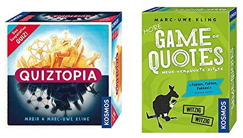 KOSMOS - Quiztopia - Gemeinsam gegen das Spiel, das kooperative Quiz von Marc-Uwe Kling & More Game of Quotes, weitere verrückte Zitate, witziges Kartenspiel von Bestsellerautor Marc-Uwe Kling