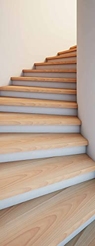 A.Monamour Türtapete Selbstklebend Türfolie Türposter 3D Eine Wendeltreppe Treppe Holztreppe Vinyl Folie Türdeko Tapete Wandbild Türaufkleber Türtattoo 90 x 200 cm