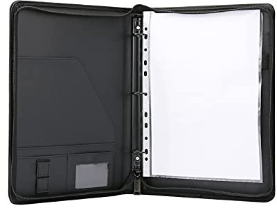 icyant A4 Schreibmappe, konferenzmappe a4 mit Reißverschluss, PU Kunstleder Konferenzmappe Portfolio mit 8 transparenten Taschen, 3-Ringbuch, Business-Reise-Portfolio-Ordner für Büroarbeit