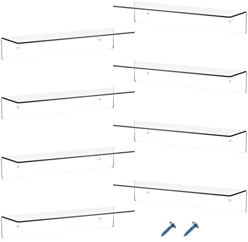 Blulu Schweberegal aus Acryl, unsichtbares Wandregal für Buch, Foto, Bild, Make-up, Aufzeichnung, Display im Wohnzimmer, Badezimmer, Schlafzimmer, Küche, Büro (transparent, 30,5 x 10,2 x 5,1 cm)