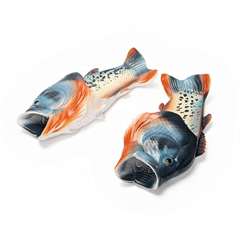 Coddies Fish Flops - The Original Fish Slippers - Funny Gift, Fishing Gift, Unisex Sandals, Flip Flops, Bass Slides, House Shoes (5/6 UK (38/39 EU) Blue Pearl Danio)