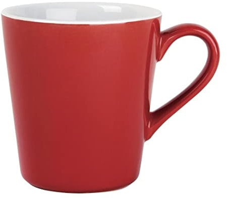 Olympia Cafe Flat White Cups in Red 170ml - Chip Proof, Dishwasher and Microwave Safe, Durable Hotel Restaurant Café Tea Coffee Mugs - Pack of 12