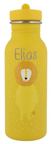Personalisierte Trinkflasche aus Edelstahl von Trixie Baby Gravur des Namens (500 ml, Löwe)