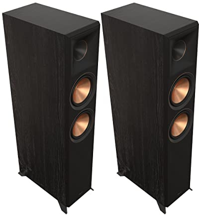 Klipsch RP-6000F II 2.0 Dual Floorstanding Speaker Pair with 90° x 90° Hybrid Tractrix Horn, 1” LTS Tweeter, 6.5” Cerametallic Woofers, and Dolby Atmos Options for Premium Home Theater Sound in Ebony