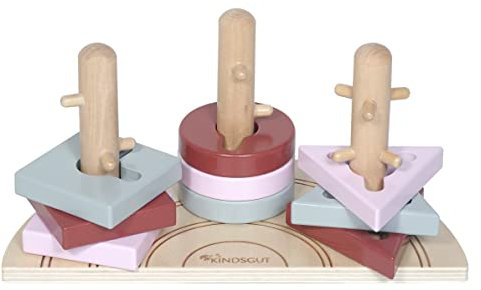 Kindsgut Steck-Puzzle Regenbogen, Förderung der Motorik, Holzspielzeug, Lernspielzeug für Kleinkinder, Geschenkidee für Geburtstage und Feiern, 9 Teile, Elias