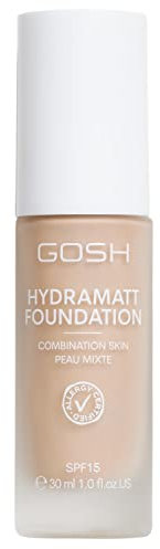 GOSH Foundation mit LSF 15 für helle & dunkle Haut, vegan I Mattierendes Make-up für trockene, sensible & ölige Haut I wisch- und schweißfest, ölfrei I Deckkraft regulierbar, kein Maskeneffekt I 002R