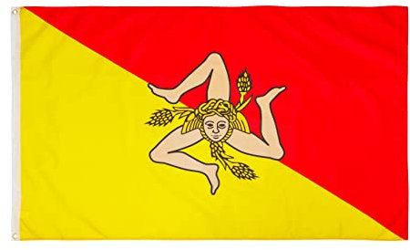 PHENO FLAGS Bandiera della Sicilia - Bandiera siciliana 90x150 cm con occhielli in ottone - Bandiera resistente alle intemperie per asta della bandiera - 100% poliestere