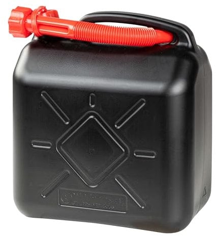 Walser Benzinkanister 10 Liter, Krafstoffkanister UN-geprüft mit Ausgießer, Reservekanister mit Sicherheitsverschluss, Diesel-Kanister schwarz/rot