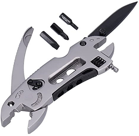 Pince à clé multifonction, outil en acier inoxydable multifonctionnel réglable pliable portable, pince/coupe-fil/tournevis plat/tournevis plat