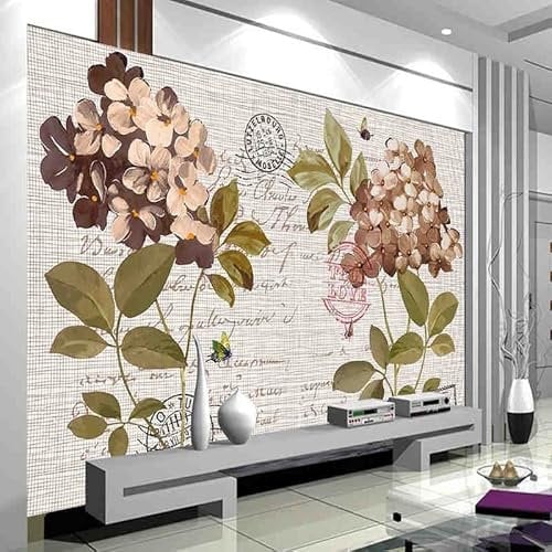 Benutzerdefinierte 3D Wandbild Tapete Vintage Hortensie Tapeten Ölgemälde TV Hintergrund Wanddekoration Wandverkleidung für Wohnzimmer