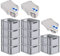 PROREGAL SuperSparSet 10x Eurobox NextGen Grip mit Scharnierdeckel und blauen Schiebeschnappverschlüssen, HxBxT 22x30x40cm, 20 L, Grau, Griffe offen, Eurobehälter, Transportbox
