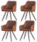 JaHECOME 4er-Set Esszimmerstuhl aus Kunstleder mit modischem Design, Armlehnstühle mit Rückenlehne, Sessel mit schwarzen Metallbeine, Küchenstuhl mit gepolstertem Sitz (4,Braun)