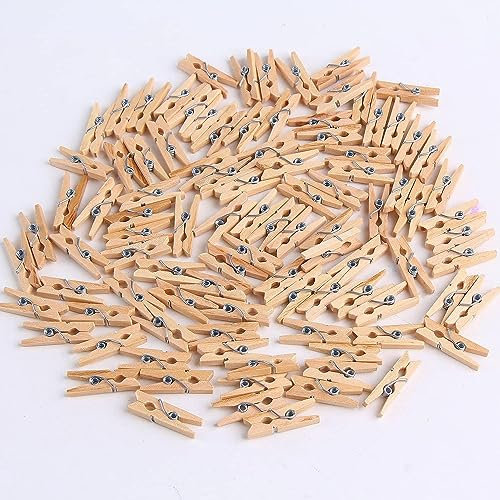 DERAYEE Mini Pinces à Linge en Bois, 100 Pièces Mini Epingles en Bois pour Suspendre Le Linge