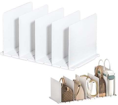 5 Stk Weiß Einstellbar Handtaschen Aufbewahrung Ablage Einstellbar Handtaschen Aufbewahrung Skalierbar Handtaschen Regaltrenner Skalierbar Handtaschen Regaltrenner Acryl Regaltrenner für Bücherregale