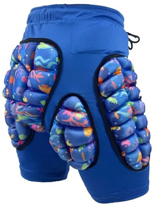 Sharplace Gepolsterte Shorts für Kinder, Hüftschutzpolster, Hüftschutz für Absturzsicherung, Skaten, Schutzausrüstung, Schlagshorts zum Radfahren, Skifahren, Blau XS