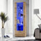 Komodee, Vitrine Schrank Alessandria, Wotan/Wotan, Breite 60cm x Höhe 192cm x Tiefe 42cm, ohne LED, 3 Glasböden, 1 Regal aus laminierter Platte, für Wohnzimmer, Schlafzimmer
