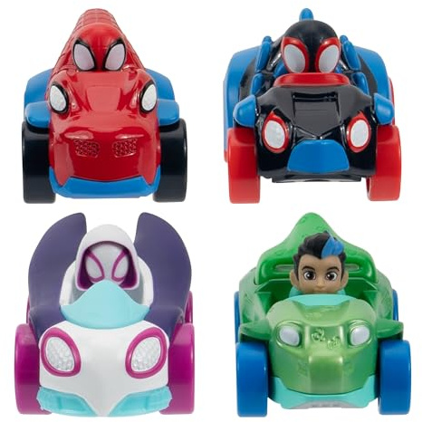 MARVEL Spidey and His Amazing Friends Amazing Metals 4 Pack - Four 3-Inch Die-Cast Dino-Webs Vehicles with Built-In-Characters