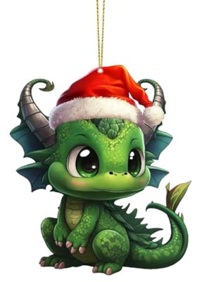 2D Cartoon Niedlicher Drache Weihnachten Acryl Ornament Weihnachtsbaum Dekoration Anhänger Weihnachtsschmuck Auto Urlaub Ornament Auto Anhänger Weihnachtsdekoration Pflanzenaufhänger Mit Topf