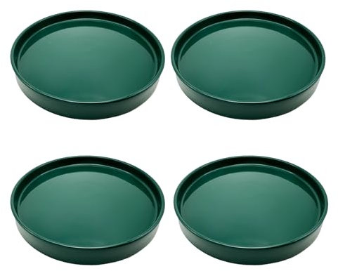 Confezione da 4 sottovasi in ceramica per piante da 10 cm, per interni ed esterni, resistenti e robusti, per vasi smaltati (11,4 cm/10,4 cm, verde)