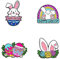 Lot de broches en forme de lapin avec inscription Happy Easter Bunny, Métal