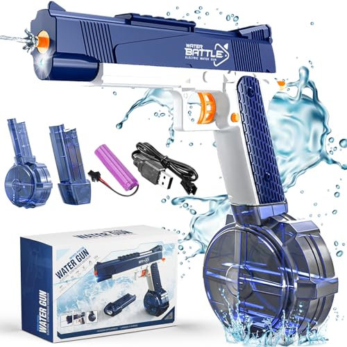MULEVIP Pistola Agua Electrica,Pistola de Agua Potente,Pistola de Agua Electronica 434 CC + 58 CC de Gran Capacidad,Pistola de Agua eléctrica para Verano Jardín Piscina Playa Fiesta Juguetes