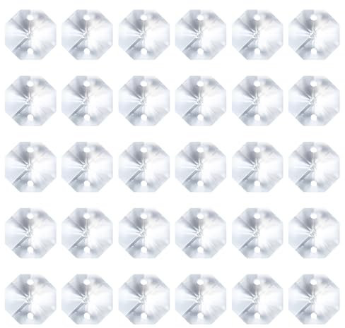 PATIKIL K9 Kristall Oktagon Perlen mit 2 Löchern Anhänger, 100er Pack 14mm Kronleuchter Prismen Teile Verzierungen Hängende Perlen für DIY Kunsthandwerk Dekoration, Klar