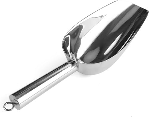 Paletta per ghiaccio in acciaio inox, piccola paletta in metallo per alimenti, caramelle, per cucina, bar, feste, matrimoni, materiale spesso, lavabile in lavastoviglie (141,7 g)