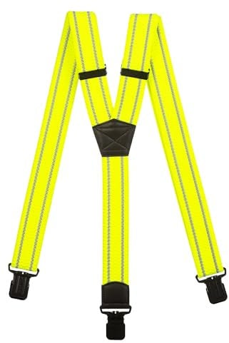 Olata Hohe Sichtbarkeit Reflektierende Hosenträger Herren mit schwarze Metall-Clips - 4cm. Gelb (Y-Form)